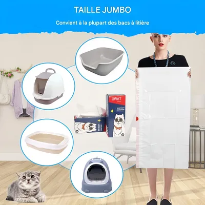 FurryFusion Sacs de litière pour bac à litière pour chats