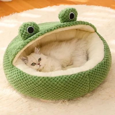 FurryFusion Lit semi-fermé pour chat en forme de grenouille