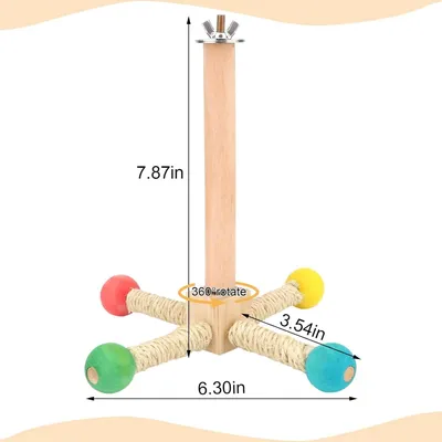 ZooVenture Jouet Perchoir Rotatif En Bois Naturel Pour Oiseaux