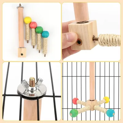 ZooVenture Juguete de percha giratoria para pájaros de madera natural
