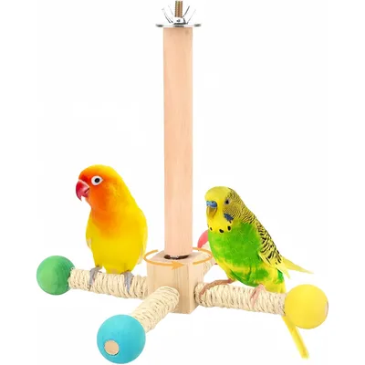 ZooVenture Juguete de percha giratoria para pájaros de madera natural