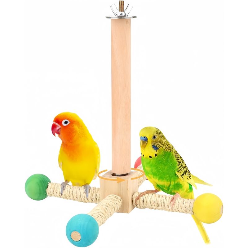 ZooVenture Jouet Perchoir Rotatif En Bois Naturel Pour Oiseaux