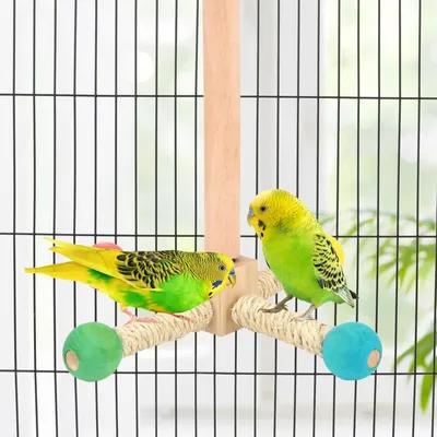 ZooVenture Juguete de percha giratoria para pájaros de madera natural