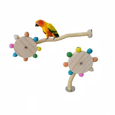 ZooVenture Percha de madera para pájaros con escalera y juguete giratorio