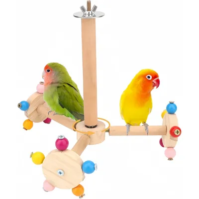 ZooVenture Juguete de percha giratoria para pájaros de madera natural