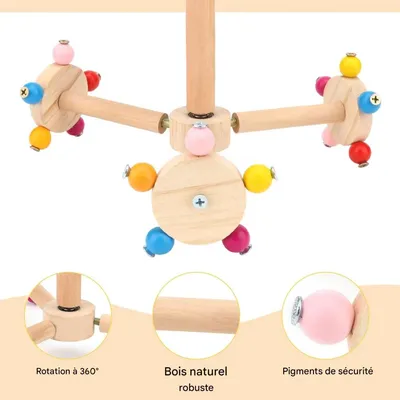 ZooVenture Juguete de percha giratoria para pájaros de madera natural