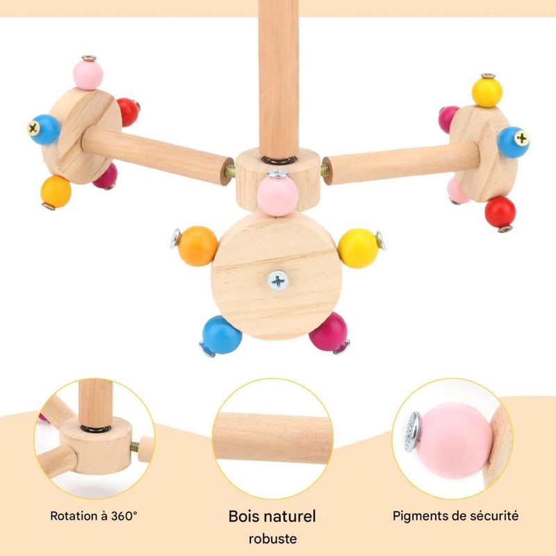 ZooVenture Jouet Perchoir Rotatif En Bois Naturel Pour Oiseaux