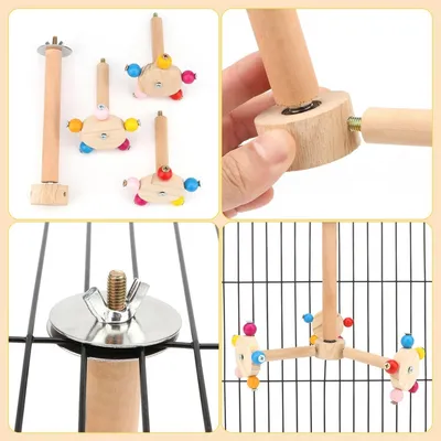 ZooVenture Juguete de percha giratoria para pájaros de madera natural