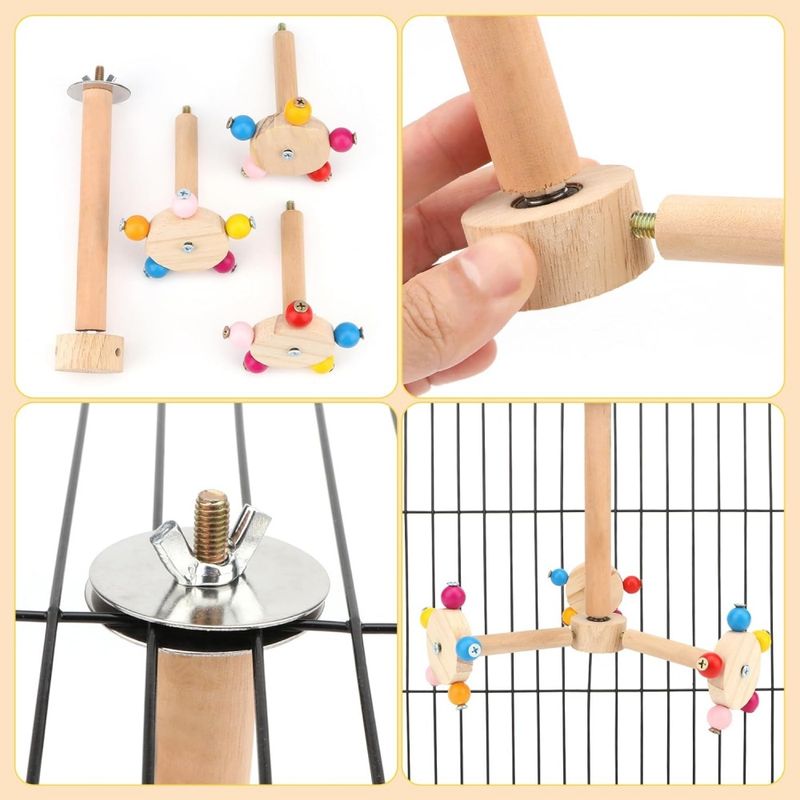 ZooVenture Jouet Perchoir Rotatif En Bois Naturel Pour Oiseaux