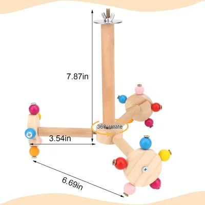 ZooVenture Jouet Perchoir Rotatif En Bois Naturel Pour Oiseaux