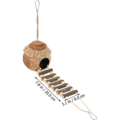 ZooVenture Nid D'oiseau En Noix De Coco Avec Échelle Jouet Pour Oiseaux