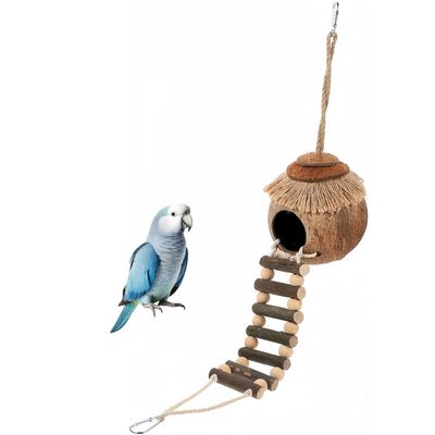 ZooVenture Nid D'oiseau En Noix De Coco Avec Échelle Jouet Pour Oiseaux