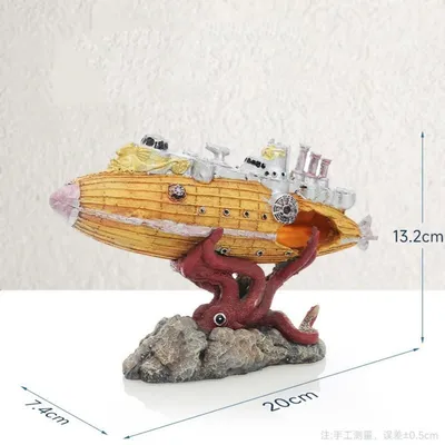 ZooVenture Décoration D'Aquarium En Forme De Pieuvre Jaune Grande Taille