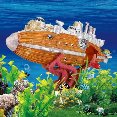 ZooVenture Décoration D'Aquarium En Forme De Pieuvre Jaune Grande Taille