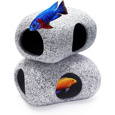 2Pieces Aquarium Hideaway Rocks pour Les Animaux Aquatiques à se reproduire