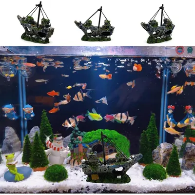 Aquarium Naufrage Bateau de PêChe Ornement