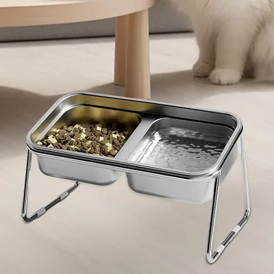 UAMLY Double gamelle surélevée en acier inoxydable