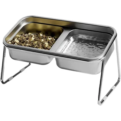 UAMLY Double gamelle surélevée en acier inoxydable