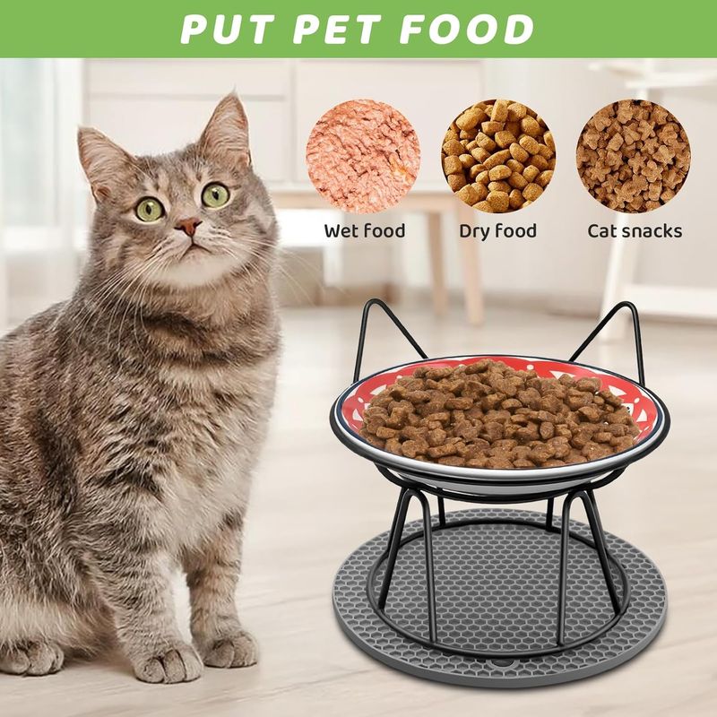UAMLY Gamelle pour chat en céramique avec tapis antidérapant