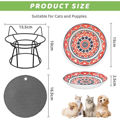 UAMLY Gamelle pour chat en céramique avec tapis antidérapant