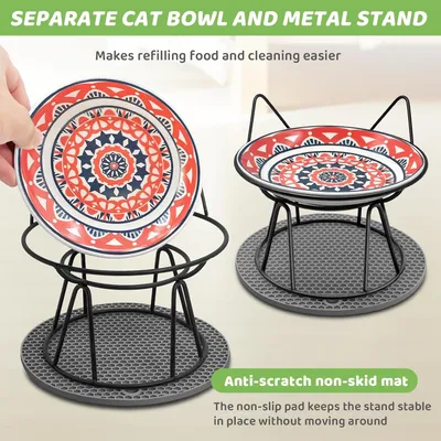 UAMLY Gamelle pour chat en céramique avec tapis antidérapant