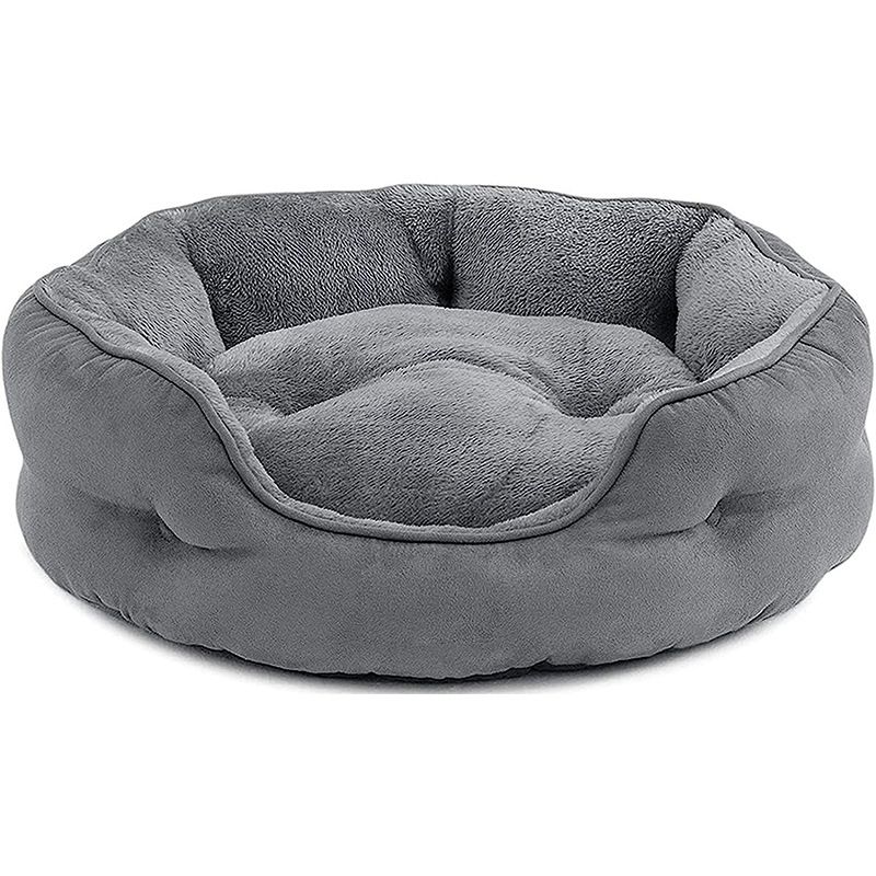 MCBOSON 51cm Gris - Coussin chauffant rond, lit pour chat