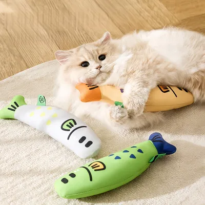 FurryFusion Jouet de chat en forme de poisson à menthe