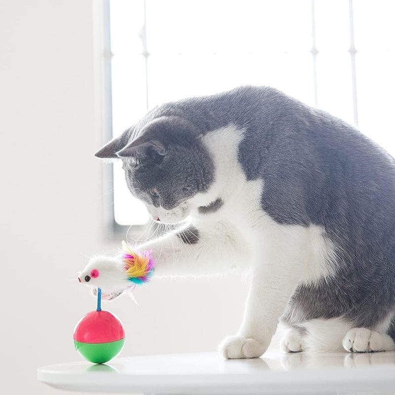 LovuPet Lot de 2 jouets pour chat,Souris debout ,Jouet à tumbler