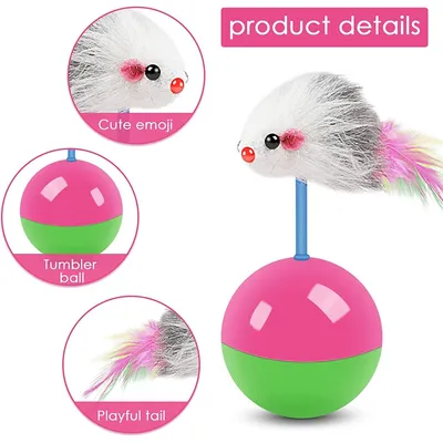LovuPet Lot de 2 jouets pour chat,Souris debout ,Jouet à tumbler