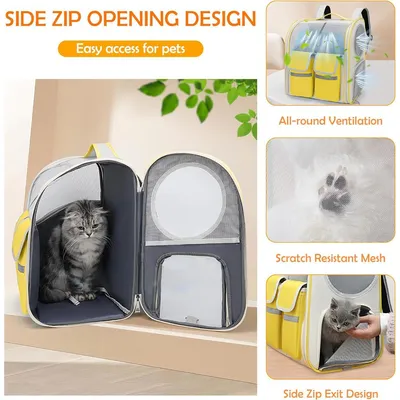 ZENITHMIND Sac à Dos de Transport pour Chat,Jaune