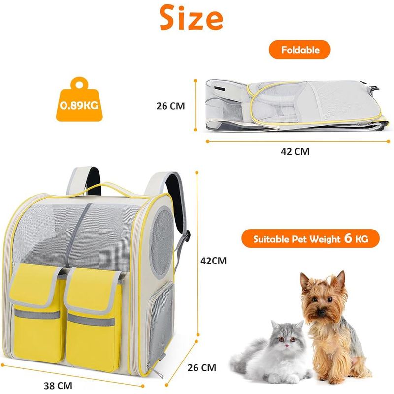 ZENITHMIND Sac à Dos de Transport pour Chat,Jaune