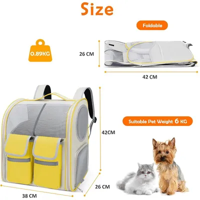 ZENITHMIND Sac à Dos de Transport pour Chat,Jaune