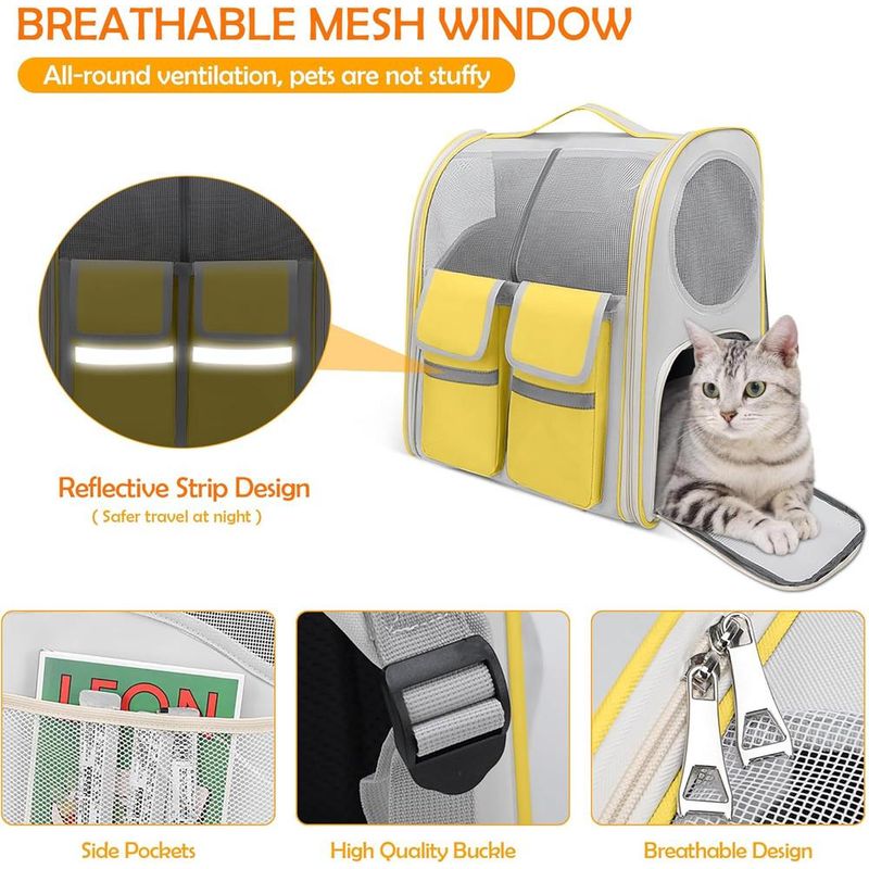 ZENITHMIND Sac à Dos de Transport pour Chat,Jaune