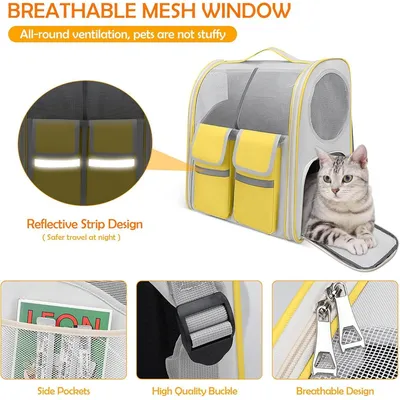 ZENITHMIND Sac à Dos de Transport pour Chat,Jaune