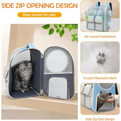 ZENITHMIND Sac à Dos de Transport pour Chat,Bleu