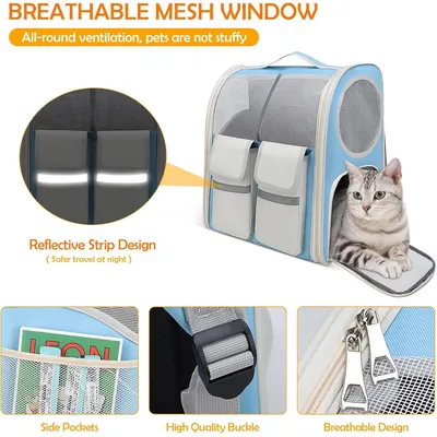 ZENITHMIND Sac à Dos de Transport pour Chat,Bleu