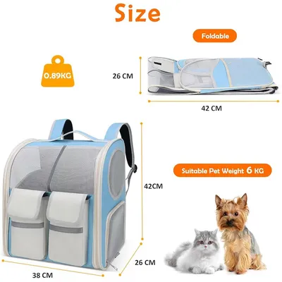 ZENITHMIND Sac à Dos de Transport pour Chat,Bleu