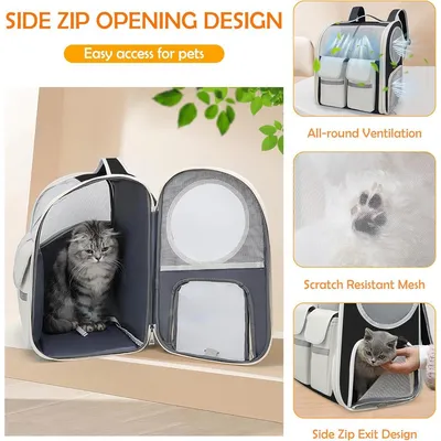 ZENITHMIND Sac à Dos de Transport pour Chat,Noir