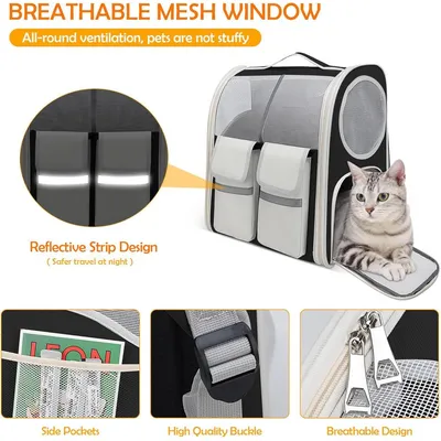 ZENITHMIND Sac à Dos de Transport pour Chat,Noir