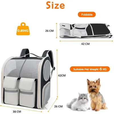 ZENITHMIND Sac à Dos de Transport pour Chat,Noir