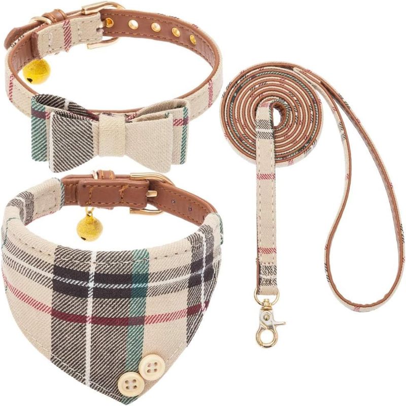 KPYTE Ensemble collier pour chien, bandana triangulaire et laisse