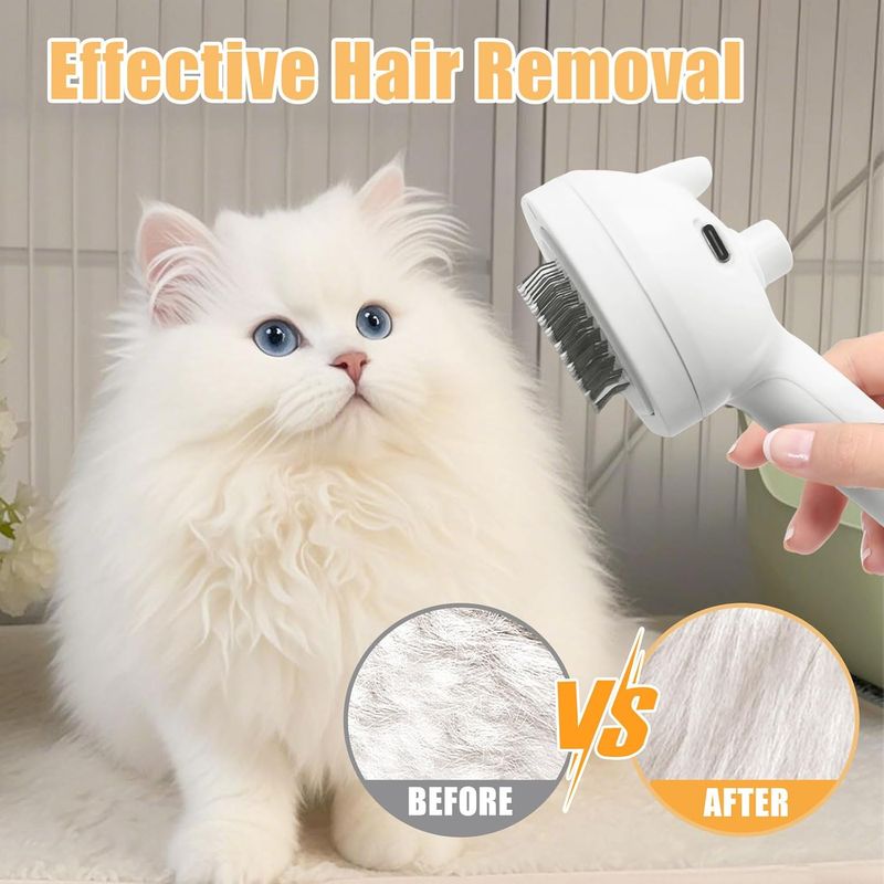 LovuPet Brosse à vapeur pour chien et chat avec bouton de déverrouillage