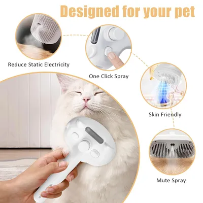LovuPet Brosse à vapeur pour chien et chat avec bouton de déverrouillage