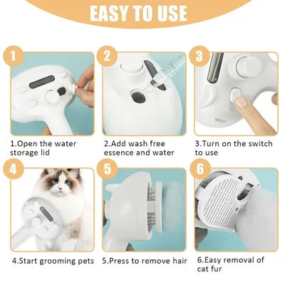 LovuPet Brosse à vapeur pour chien et chat avec bouton de déverrouillage