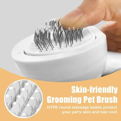 LovuPet Brosse à vapeur pour chien et chat avec bouton de déverrouillage