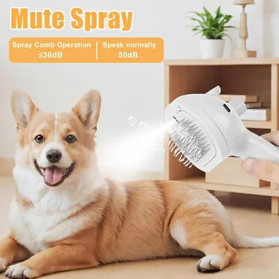 LovuPet Brosse à vapeur pour chien et chat avec bouton de déverrouillage