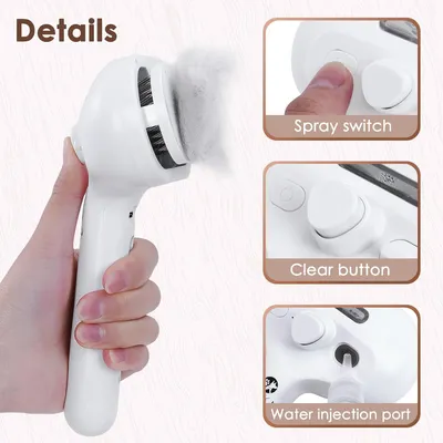 LovuPet Brosse Chien Chat à Vapeur, 3 En 1 Peigne De Massage En Spray-Blanc