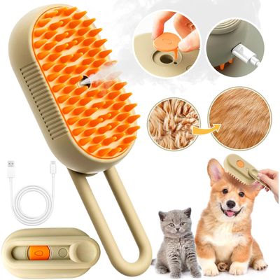 LovuPet Brosse à Vapeur  4 en 1, Épilation et Massage pour Chats-Blanc