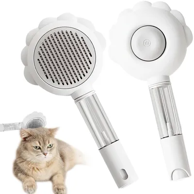 LovuPet Brosse pour chat avec bouton de déverrouillage, outil de massage