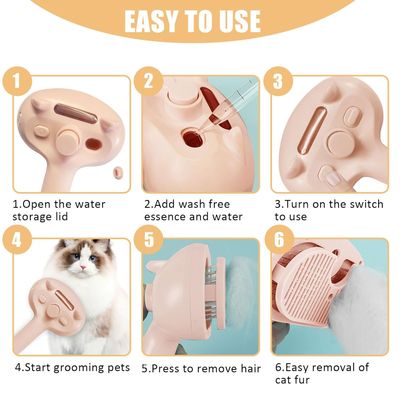 LovuPet Brosse à vapeur pour chien et chat avec bouton de déverrouillage